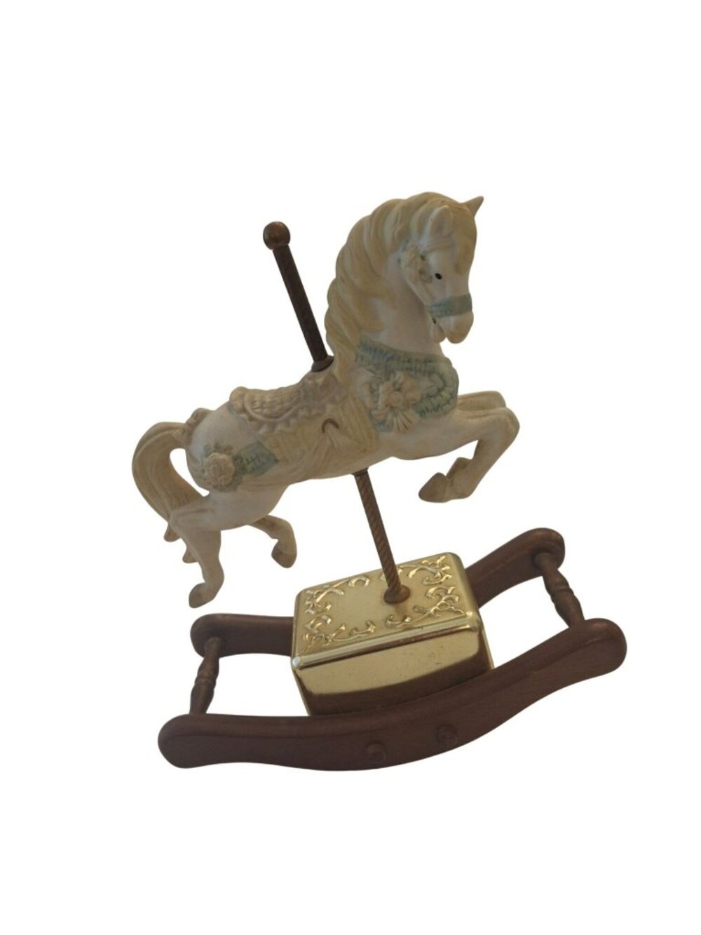 Vintage Westminster Rocking Horse Music Box Porcelain Carousel Figurine